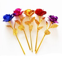 10pcs Foil Plated Rose Artificial Fake Flower Valentine's Day Gift Wedding Decor   401581609956